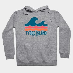 Tybee Island Georgia Vintage Wave Hoodie